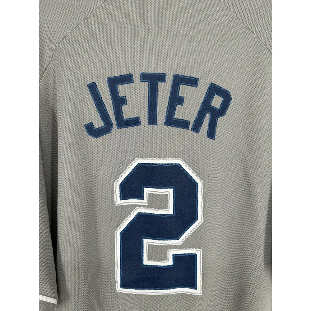 New York Yankees‎ #2 Derek Jeter Jersey Mens XL Stitched Sewn Grey MLB Baseball